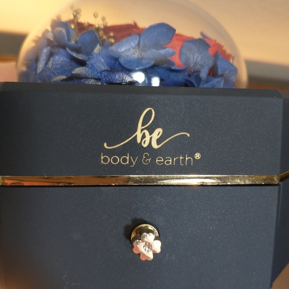 body and earth Jewerly Gift Box, Blue Color With red Roses Excellent Condition - Picture 10 of 13